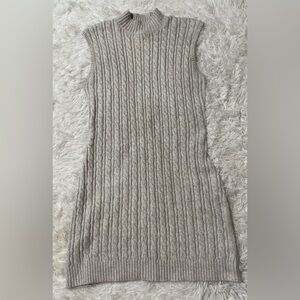 Sincerely Jules Womens M Gray Sweater Cable Knit Mock Neck Sleeveless Mini Fall